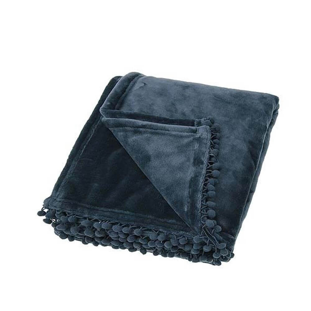 Walton & Co Cashmere Touch Fleece Slate Blue Throw